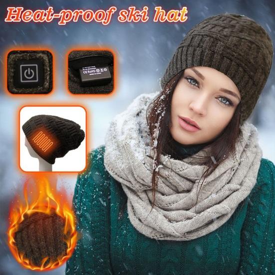 

Унисекс вязаная шапка с электрическим подогревом, регулируемая температура, зимняя теплая шапка с подогревом для занятий спортом на открытом воздухе, катание на лыжах