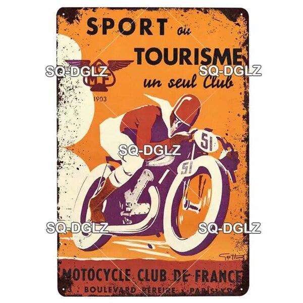 Mfoever Tin Motorcycle Metal Sign Vintage Plaque Poster Tin Sign Wall Decor For Bar Pub Club Retro TT Racing Poster Gift