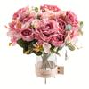 2 Paquetes de 12 Cabezas de Rosas Peonías Artificiales, Ramo Floral de Tela Vintage, Rosas Falsas de Plástico para Decoración del Hogar y Bodas, Ramo de Novia, Día de San Valentín