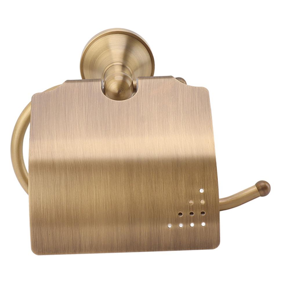 Durable Copper Toilet Paper Holder Wall Mounted Vintage Tissue Roll Holder With Cover Convenient Toilet Tissue Holder Family