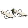 Vidaxl Sun Loungers with Table, 2 Pcs, Brown, Poly Rattan