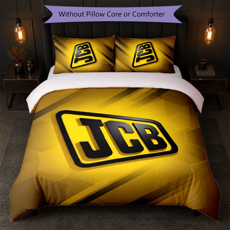 JCB Print 3Pcs Bedding Set Duvet Cover With Two Pillowcases Soft Bed Linen For Household Bedroom