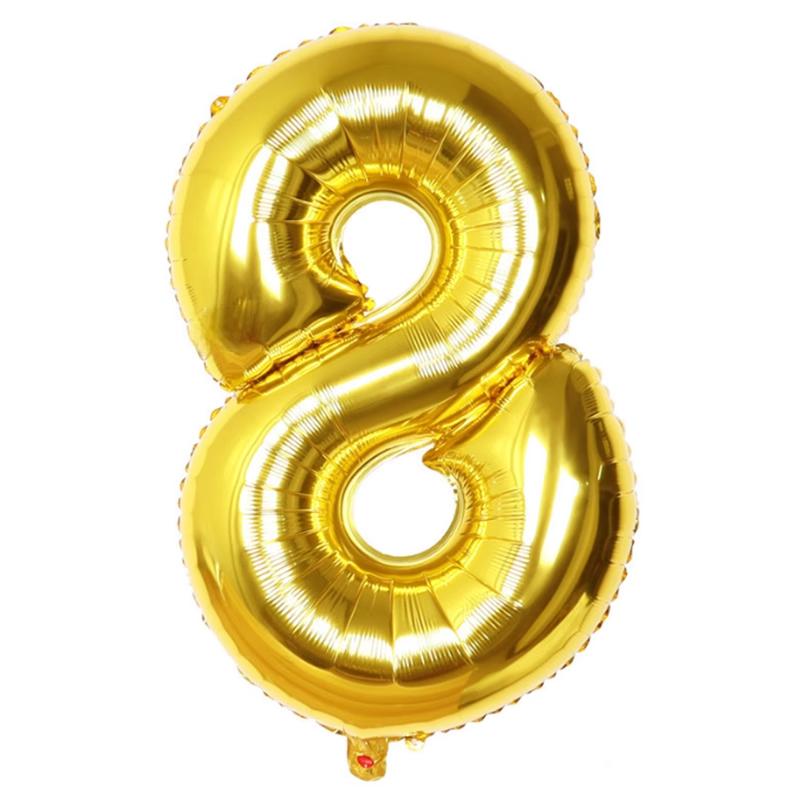 32-Inch Aluminum Foil Number Balloons Gold Silver Birthday Baby One Year Old Decorative Photography Balloons Celebration Supp...