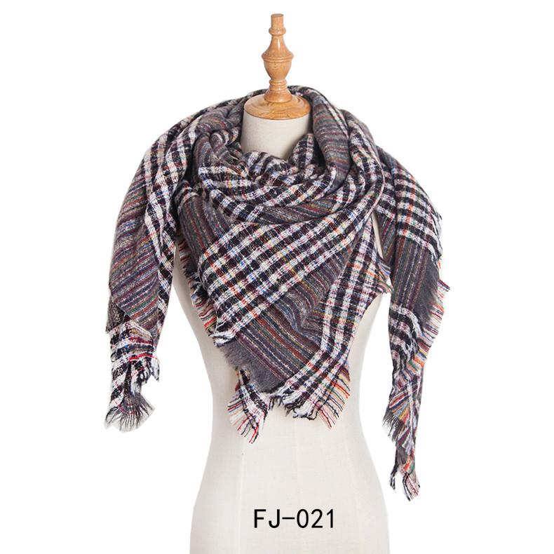 European & American Autumn/Winter Thick Double-Sided Plaid Scarf & Shawl for Women