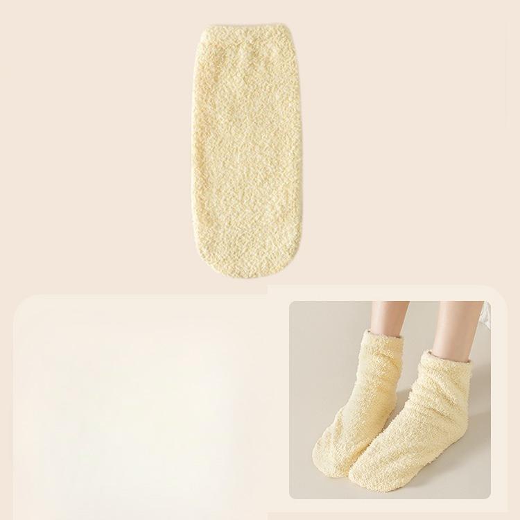 Female Autumn and Winter Thickened Warm Coral Velvet Loose Not Foot Sleep Special Long Socks