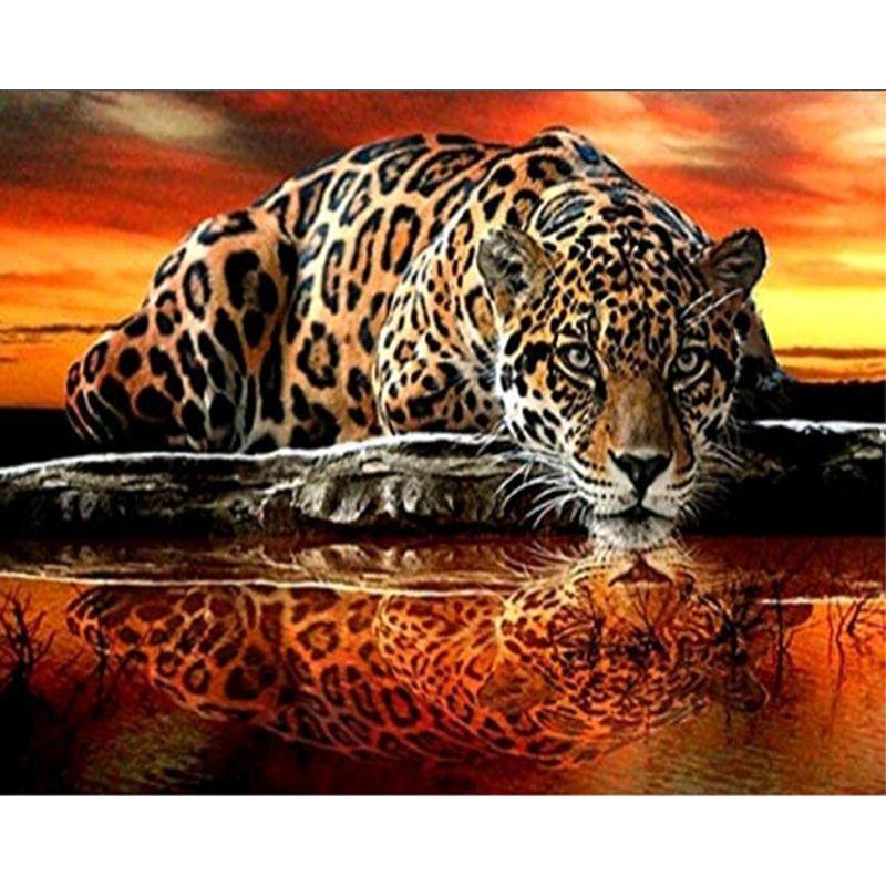 

5D Алмазная картина Леопардовое животное, полная круглая Алмазная вышивка, распродажа, мозаичная картина из стразов, настенное искусство Full Round 20x30CM
