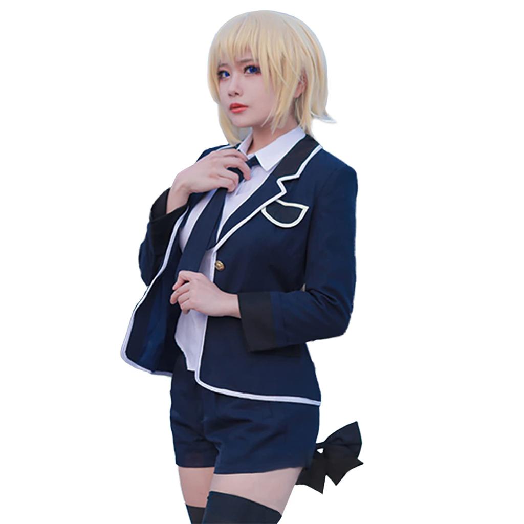 [milky time] Fate Apocrypha Ruler Joan of Arc Uniform Cosplay Costume with Wig (M) for Halloween