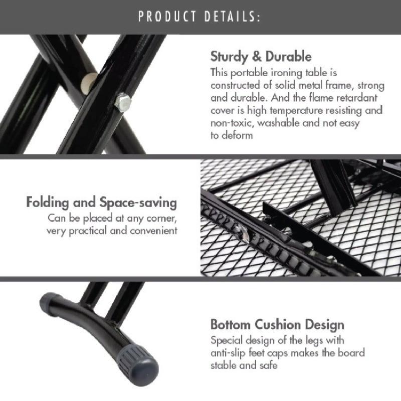 Household Portable Iron Rest Foldable Standing Ironing Board Multi Height Adjustable Premium Board Cover