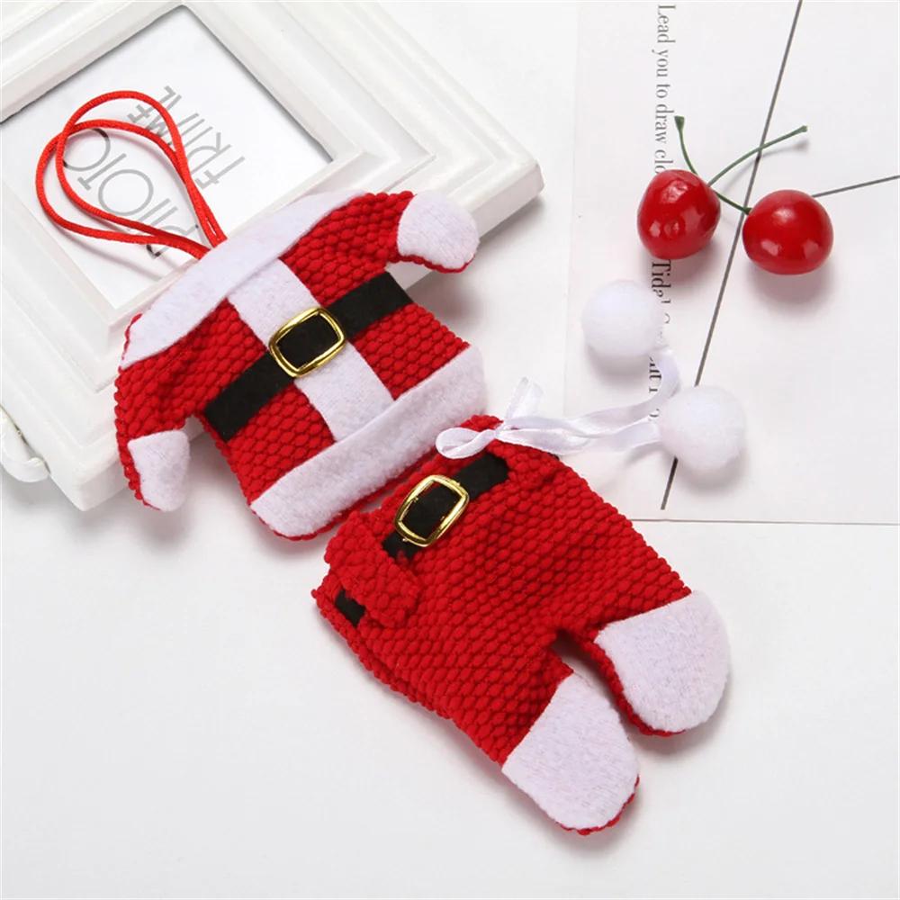 2Pcs New Year Chirstmas Tableware Holder Knife Fork Cutlery Set Skirt Pants Christmas Decorations for Home