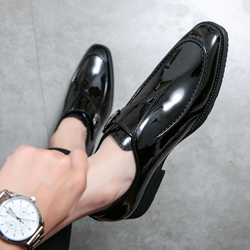 Men's pointed leather shoes men's fashion foot-fitting business dress shoes trend British style wedding groom shoes