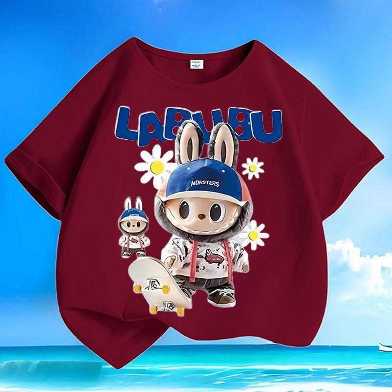 

Cute Pure Cotton Tops for Children, Summer Short-sleeved Loose and Casual T-shirts for Boys and Girls 160
