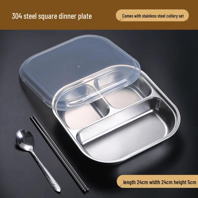 316 Stainless Steel 3-Compartment Lunch Box with Lid