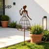 Wetterfeste Eisenrankgitter für Wege, Vintage Lady Gartenstecker, Rustikale Metallsilhouette Pflanzenstütze Kletterer Anmutige Stäbe Ränder Kletterpflanzen