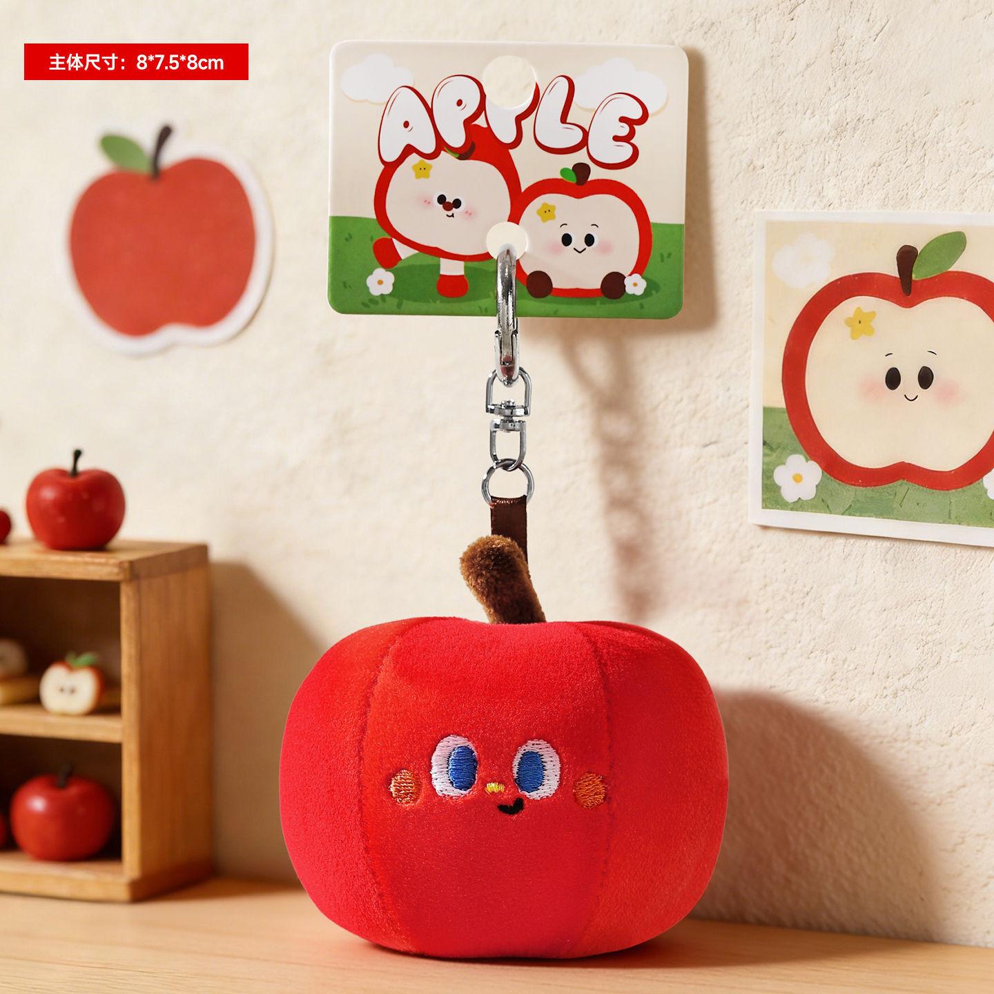 

Soft Fufu Plush Stuffed Fruit Apple Pendant Fashion Keychain Cute Cartoon Red Apple Backpack Decor Keychain For Birthday Gift красный