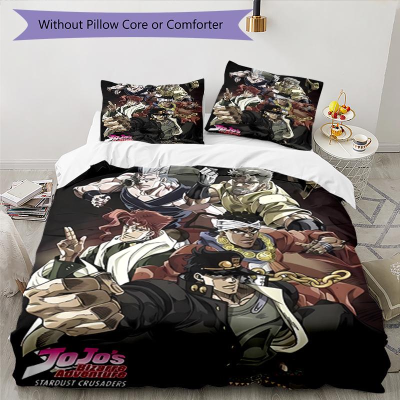 3pcs JoJo's Bizarre Adventure1 pattern bedding set duvet cover set includes duvet cover &pillowcases, perfect all season bedroom decoration & gift