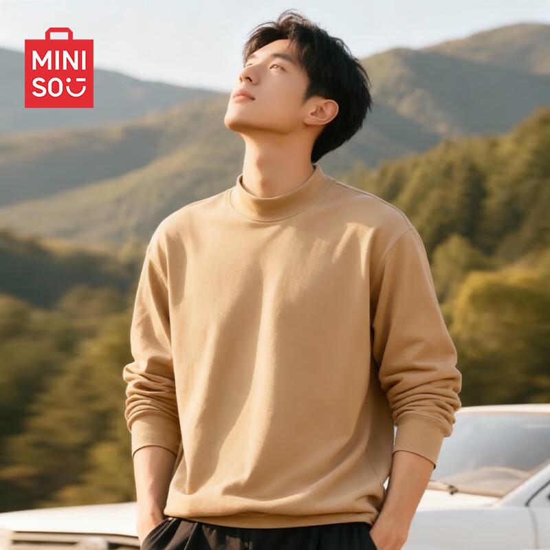Men's MINISO Fleece-Lined Semi-High Collar Thermal T-Shirt