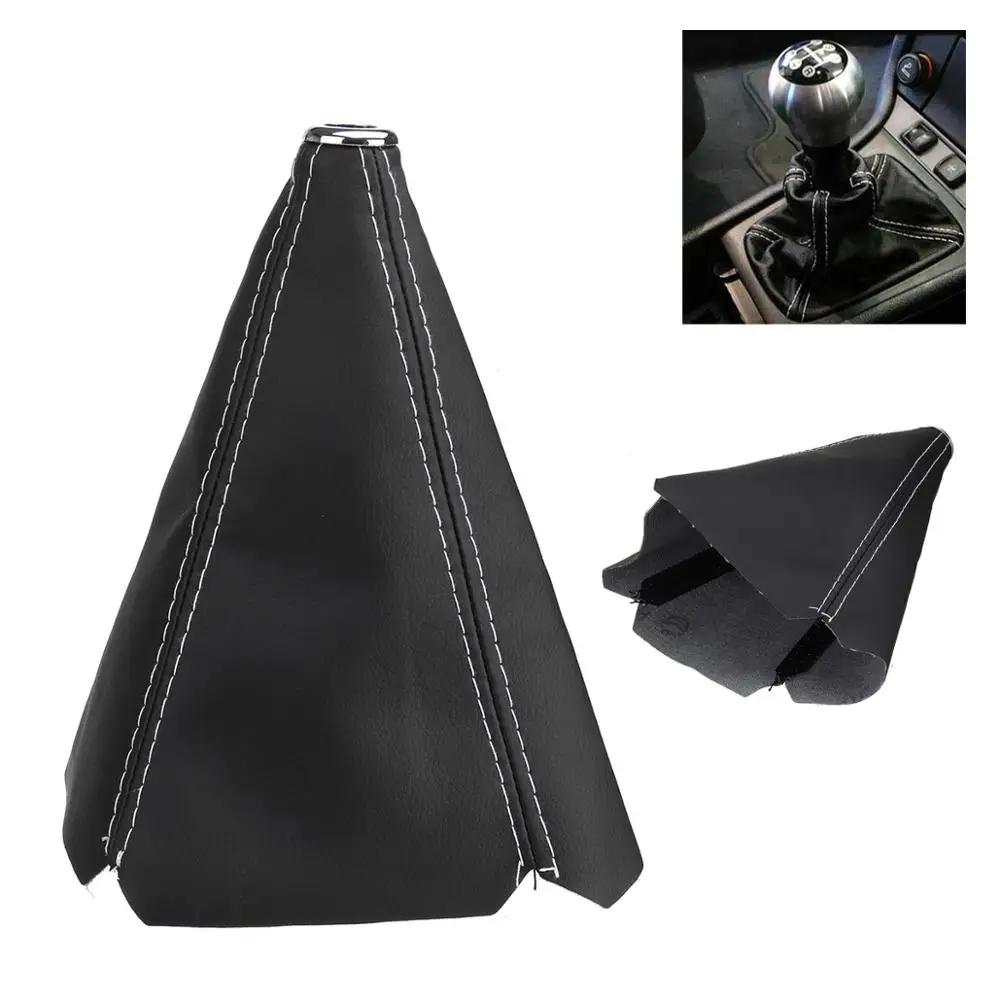 16mm Universal PU Leather Car Auto Gear Shift Collars Carbon Fiber Car Manual Shifter Gear Shift Boot Cover Gaiter