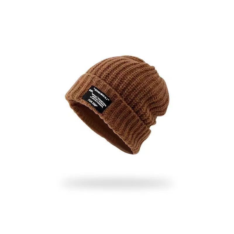 Hat Women's autumn and winter knitted hat Korean version of versatile big head circumference wool hat Men's warm pile hat Cold hat shows small face