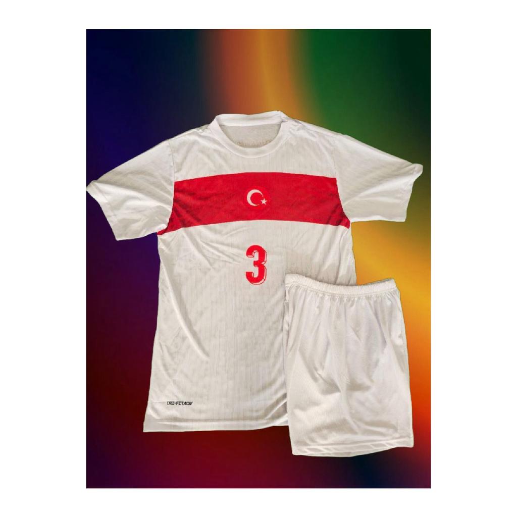 Trkiye Merih Demiral 2024 White Away Kids Jersey Jersey Shorts Socks