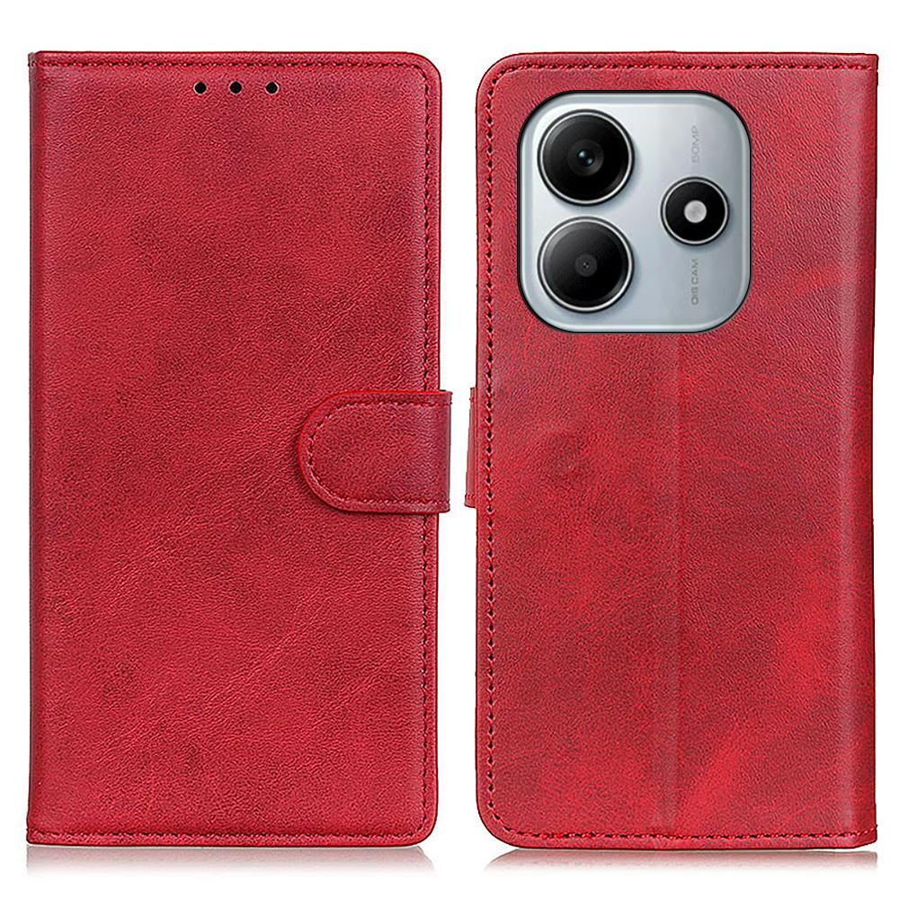 For Xiaomi Redmi Note 14 4G (163.25x76.55x8.16mm) Stand Wallet Case Cowhide Texture Leather Phone Cover