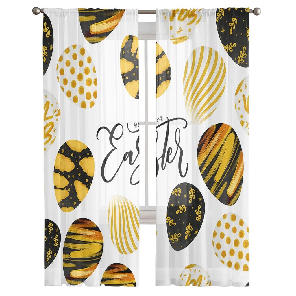 Tekstura Jajka Wielkanocnego Modne Tiulowe Zasłony Do Salonu Sypialni Woalowa Przezroczysta Zasłona Okienna Dekoracja Domu Zasłony