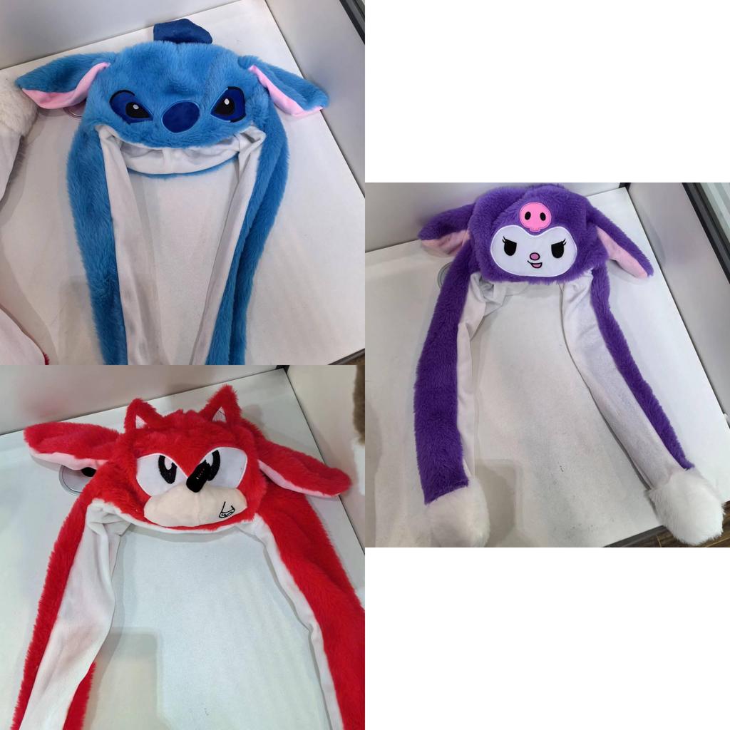 Cappello Carino con Orecchie di Peluche che si Muovono e si Illuminano per Bambine Pelo Lungo Riempito in Cotone PP