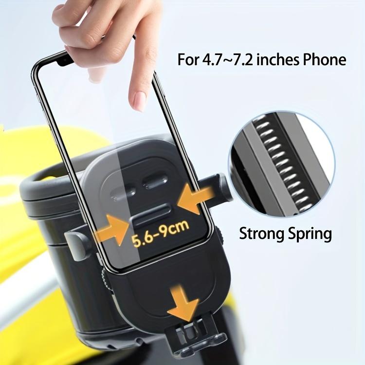 Stroller Cup Holder With Phone Holder, 3-in-1 Universal Bottle Holder, Double Drink Holder With 360-degree Rotatable Walker Phone Holder