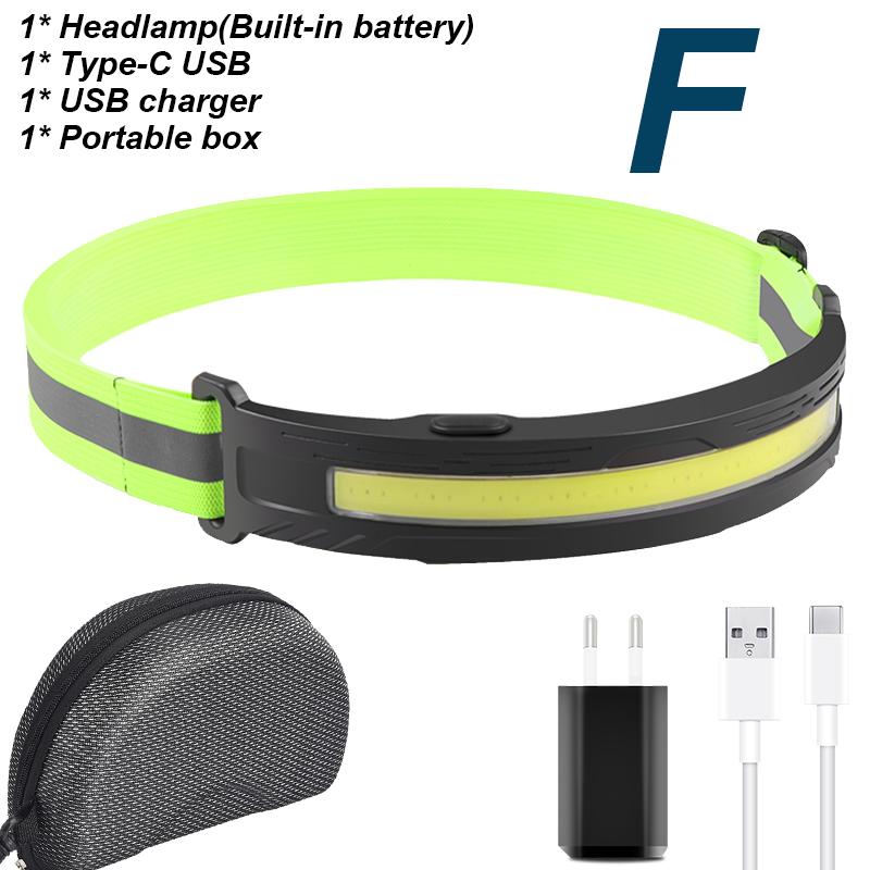Built-in Battery COB LED Headlamp Camping Fishing Powerful USB Rechargeable Headlight Waterproof Head Torch Head Lamp Lantern
