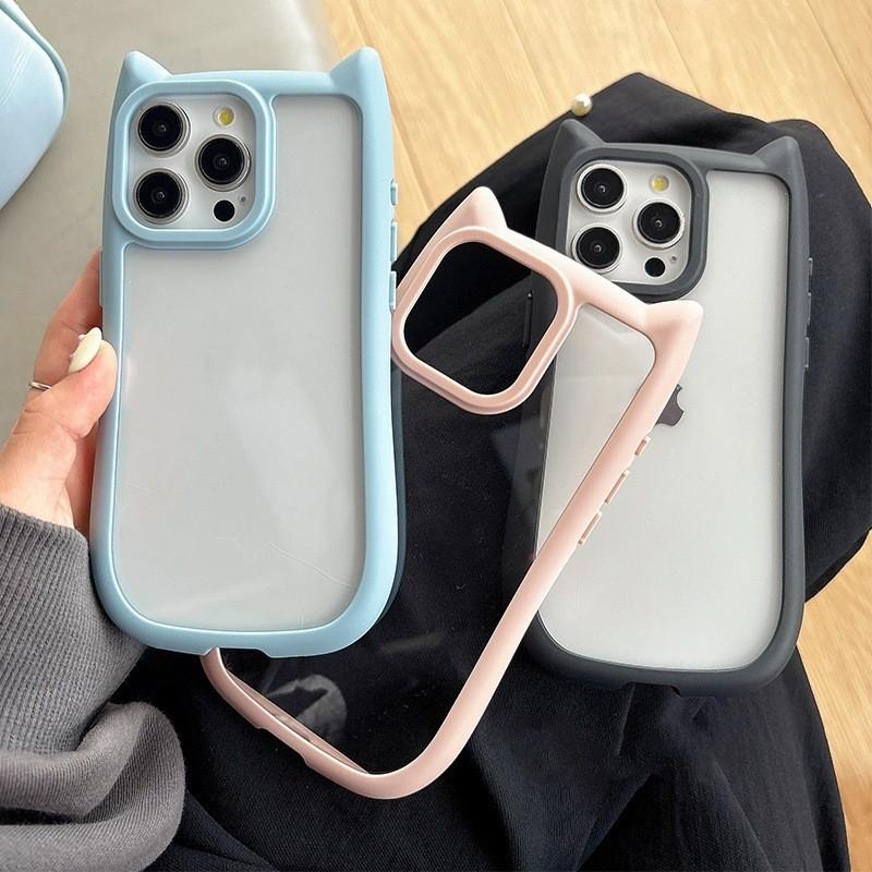 Epoxy DIY Cat Ear Phone Case for iPhone 14Pro, 15, 16ProMax