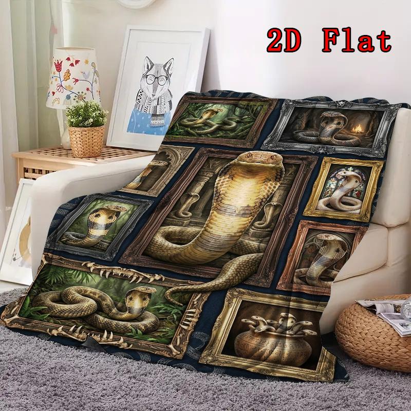 Snakes Ornate Frames 2D Flat Pattern Flannel Blanket, High quality All Seasons, Home Decor, Warmth and Comfort, Perfect for Christmas Gifts.