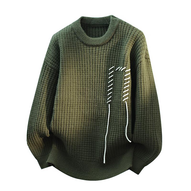 Solid Color for Men in Autumn and Winter Warm Loose Pullover Sweaters for Men with Strappy Round Neck Fashionable Tops