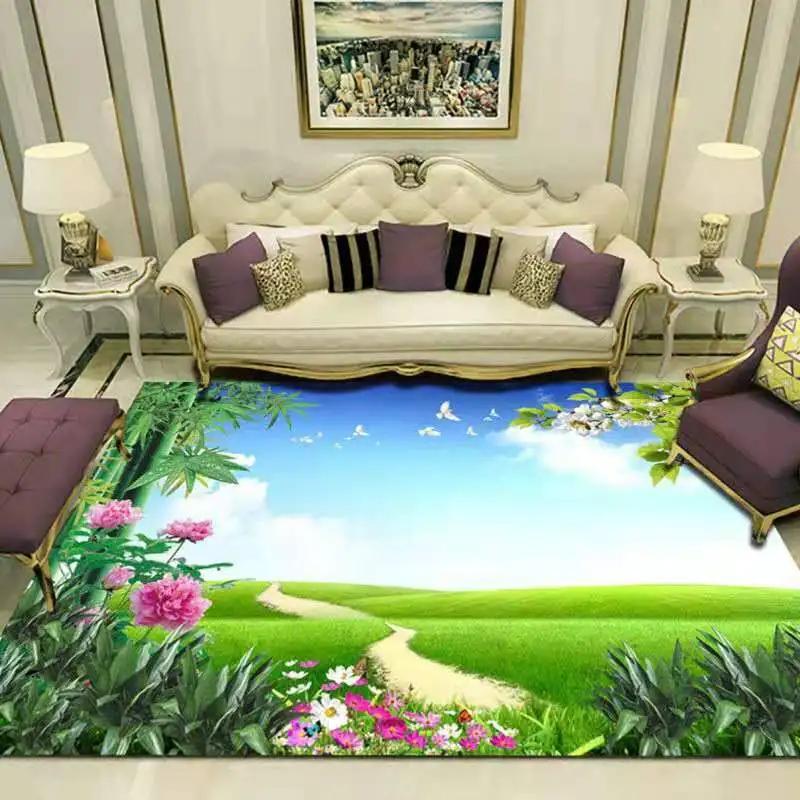 Forest Natural Landscape Carpet Floor Mat Home Decoration Living Room Luxury Lake Non-Slip Bedroom Bedside Table Area Carpets