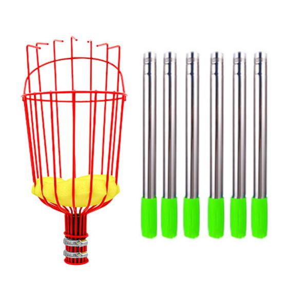 

Фруктосъемник с корзиной из нержавеющей стали, сегментированный, с длинной ручкой, съемный многоцелевой фруктосъемник для авокадо, лимона, груши M