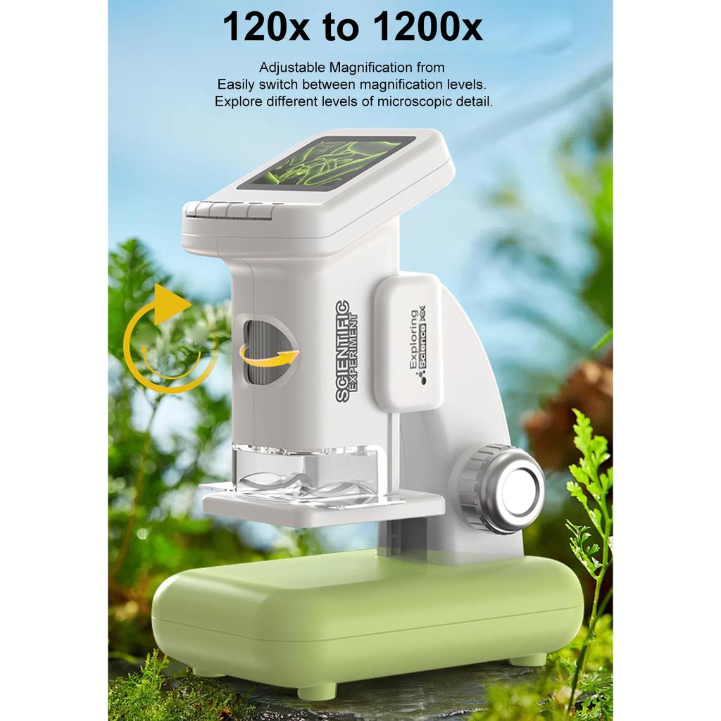 Portable Digital Microscope for Kids with 2.0 LCD Screen, 120X-1200X Magnification, HD Electronic Microscope for Outdoor Exploration, Science Educati