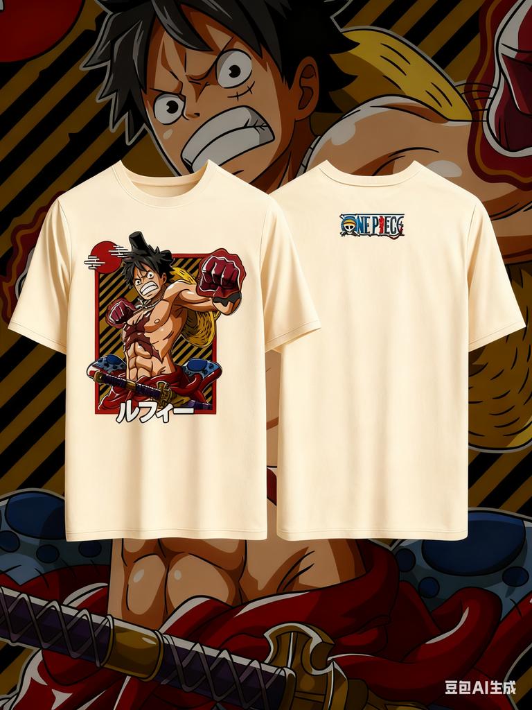 One Piece Luffy Anime Printed Pure Cotton Tshirt for Men and Women Casual Fashion Oversized Anime Peripheral Clothing Tshirt