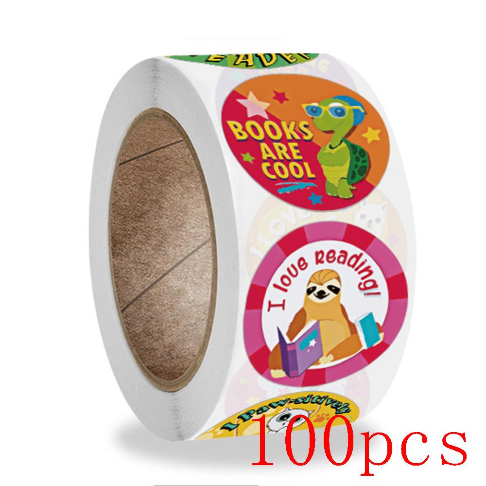 50-500Pcs English Animals Cartoon Stickers For Kids Toys Label School Teacher Reward Sticker 1Inch Pattern Motivational Sticker