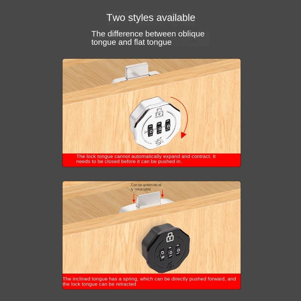 New Zinc Alloy Drawer Combination Lock Luminous Home Security Password Locker 3 Digital Code Hardware Wardrobe Code Lock Cabinet