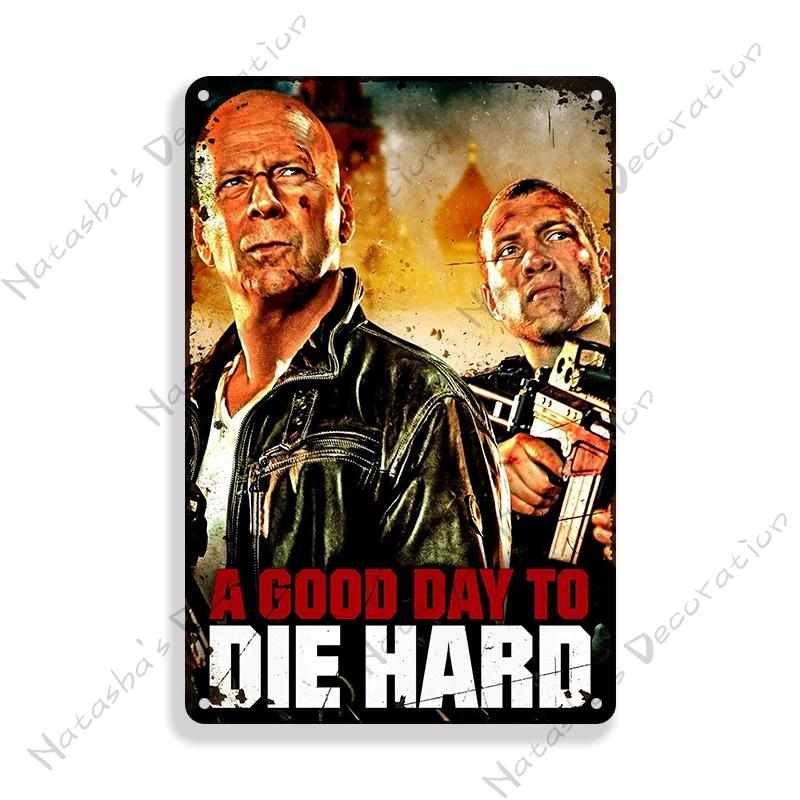 American Movie Die Hard Metal Signs Retro Metal Tin Sign Garage Man Cave Wall Decor Retro Metal Signs Vintage Industrial Decor