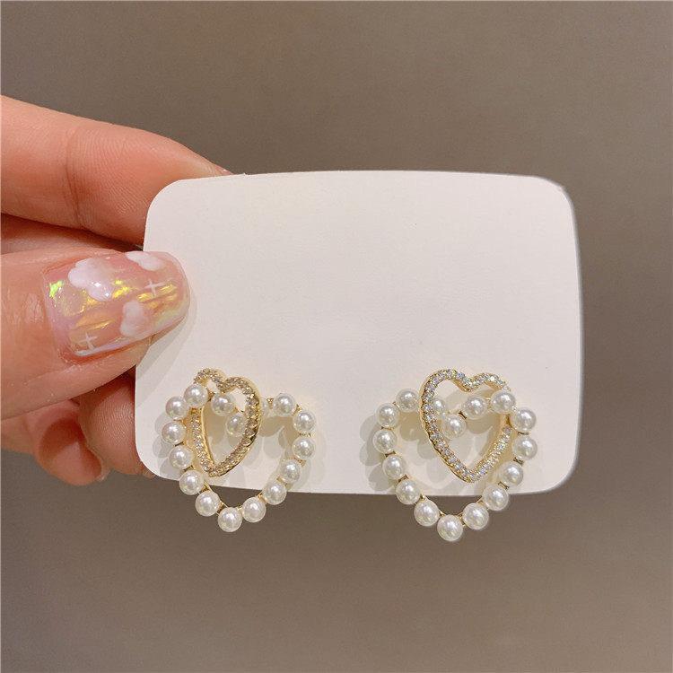 

Серьги Sweet Double Love Pearl, высококачественные серьги-шармы для женщин золотой