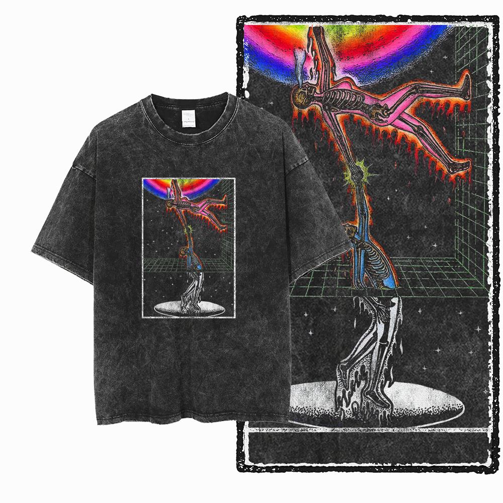 ZF STREETWEAR Printed Cotton Acid Washed Exclusive Graphic Unisex T Shirt Cool Vintage retro Men Tshirts Big Size Tee for men