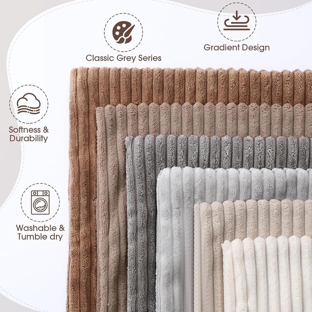 6 Pcs Winter Corduroy Throw Pillow Covers Bulk 18x18 Multicolor Striped Decorative Square Soft Plush Throw Pillow Cases Modern Style for Living Room