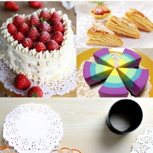 YUHAI Lace Paper, 100 Sheets, Round Coasters, Doilies, Candy, Cake, Wrapping Paper, Oil-Absorbent Paper, Greaseproof Paper, Lace Paper, Round Coasters