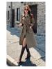 French Women's Drapey Mid-Length Trench Coat - Spring/Autumn, Waist-Cinching, Fashionable.