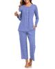 Women's Long Sleeve Pajama Set: 2-Piece with Pockets, Casual Homewear - Long Pants