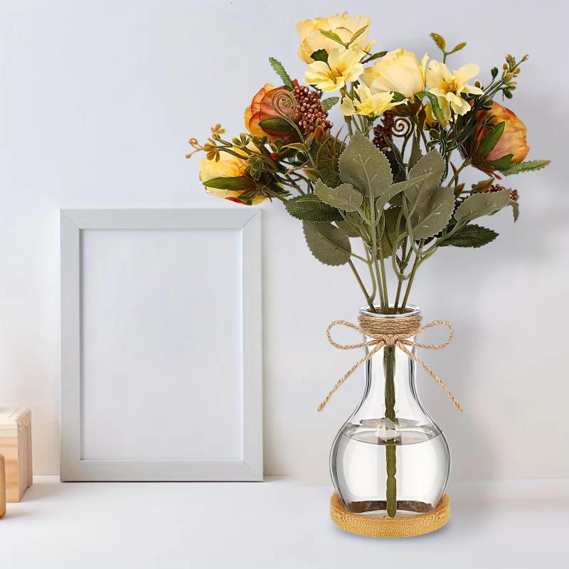 10 Transparent Bulb-shaped Plastic Vases, Lightweight Home Decorations Suitable Living Room, Bedroom, Office Hydroponic Florals