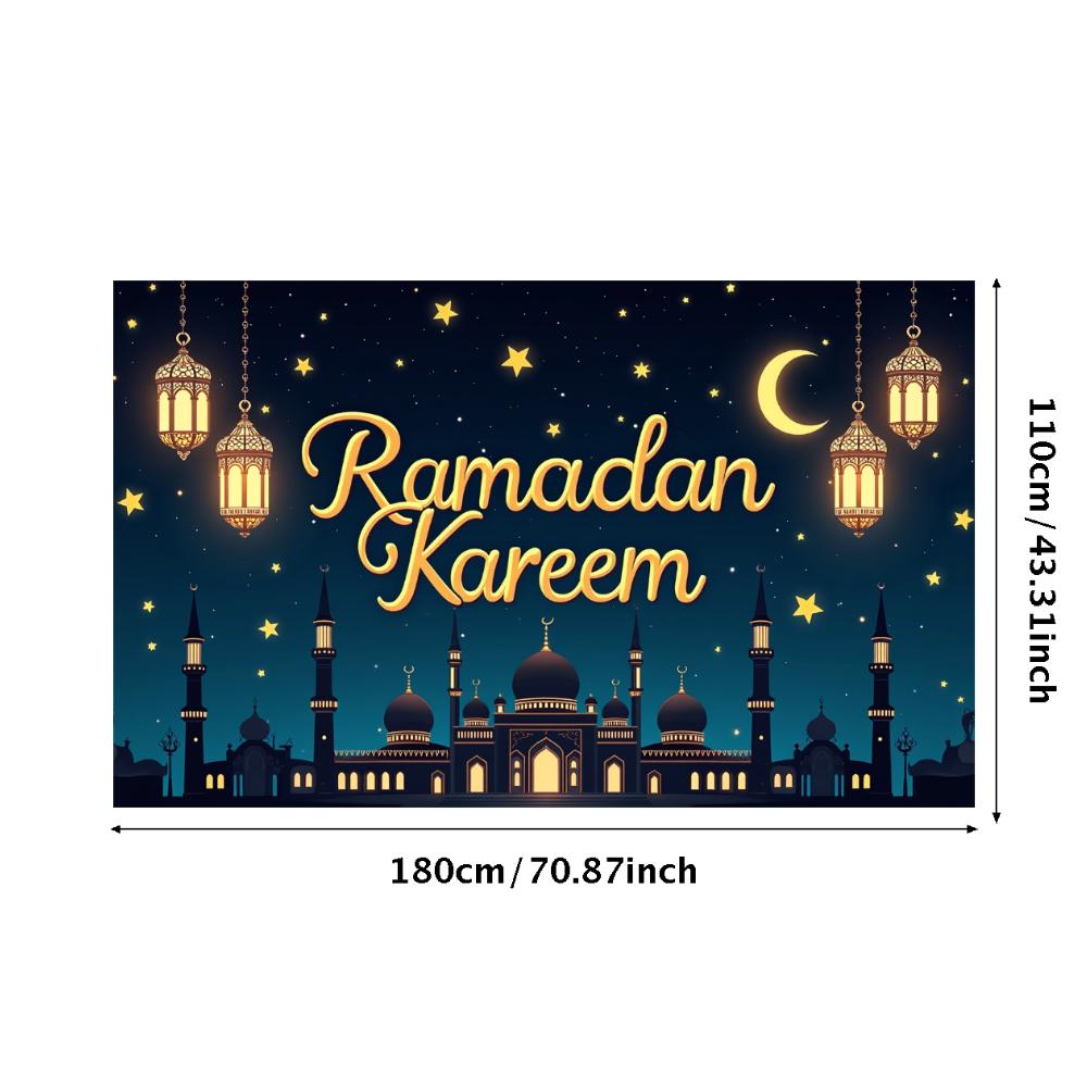 Ramadan Kareem Banner Mosque Lanterns Festive Welcome Backdrop Ramadan Mubarak Party Home Decor Photography Props Background