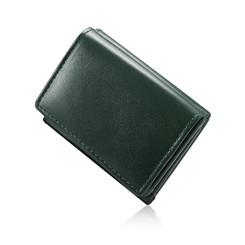

[Unevenness] men s mini wallet trifold wallet compact genuine leather (green)