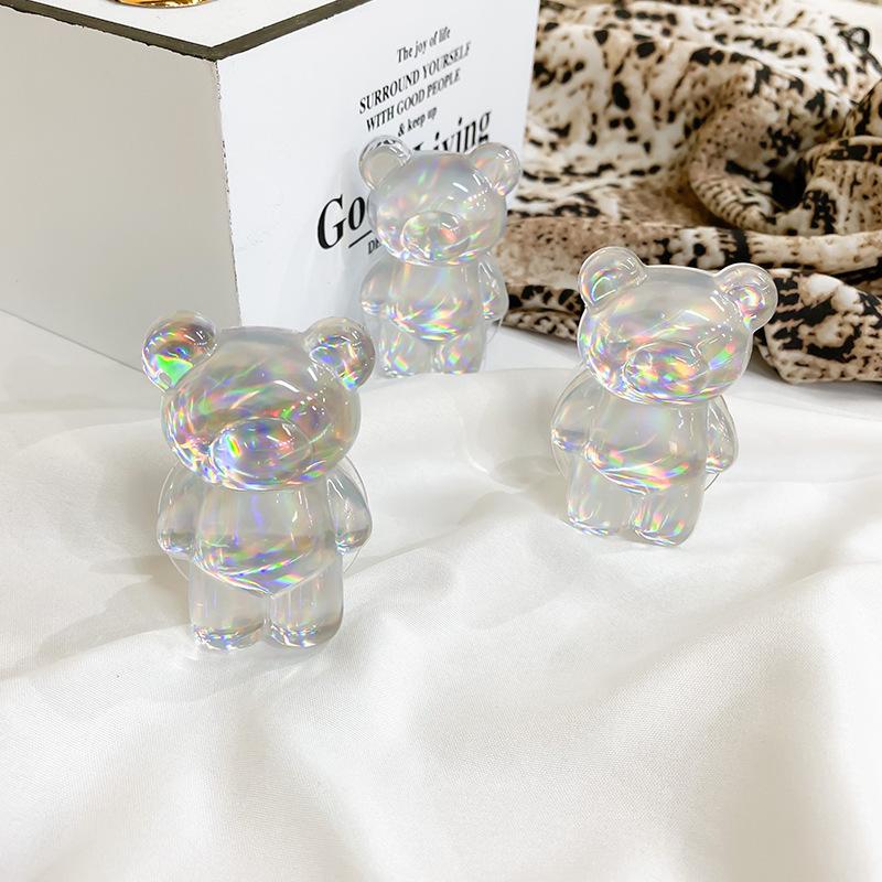 Aurora Laser Bear Cool Mobile Phone Airbag Bracket Foldable Telescopic Paste Cartoon Air Cushion Desktop Support