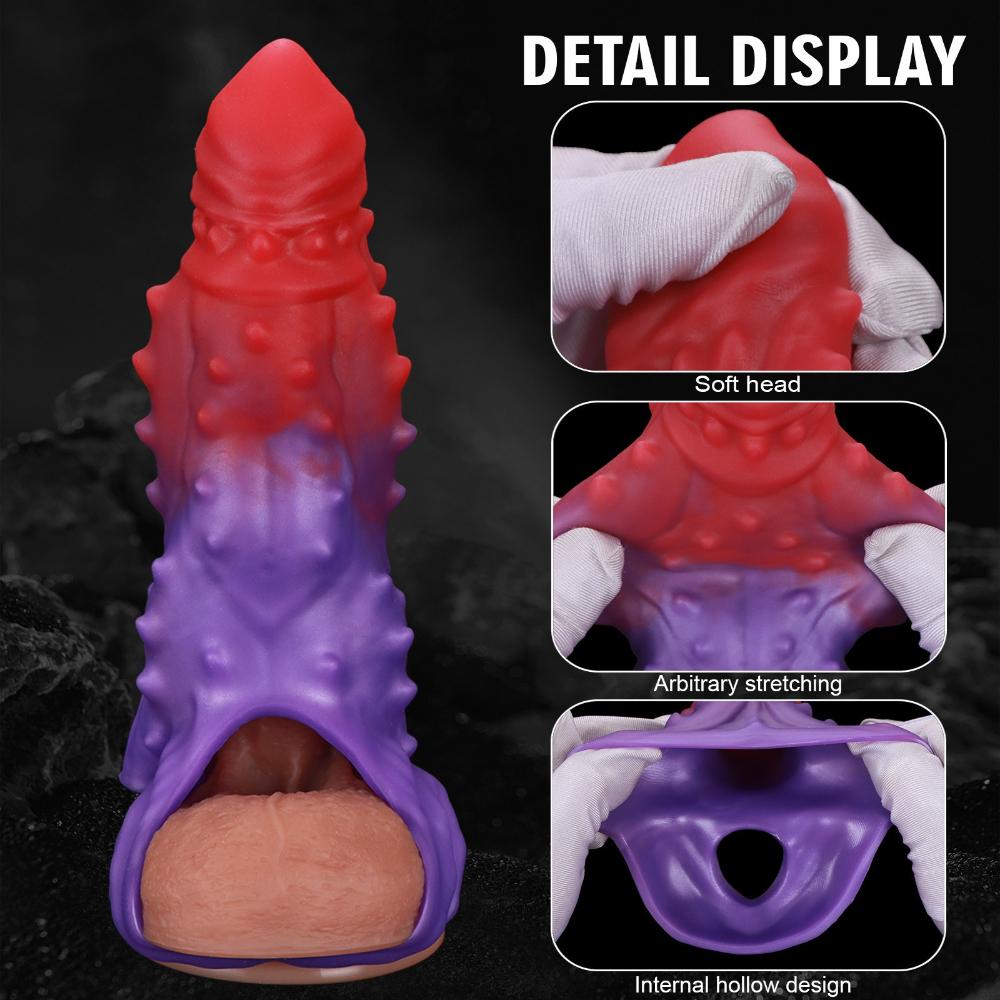 Îmbunătățitor Sexual Masculin - Mânecă Peniană din Silicon pentru Mărime Extra & Putere de Durată, Design Texturat Realist, Ușor de Curățat & Reutilizabil