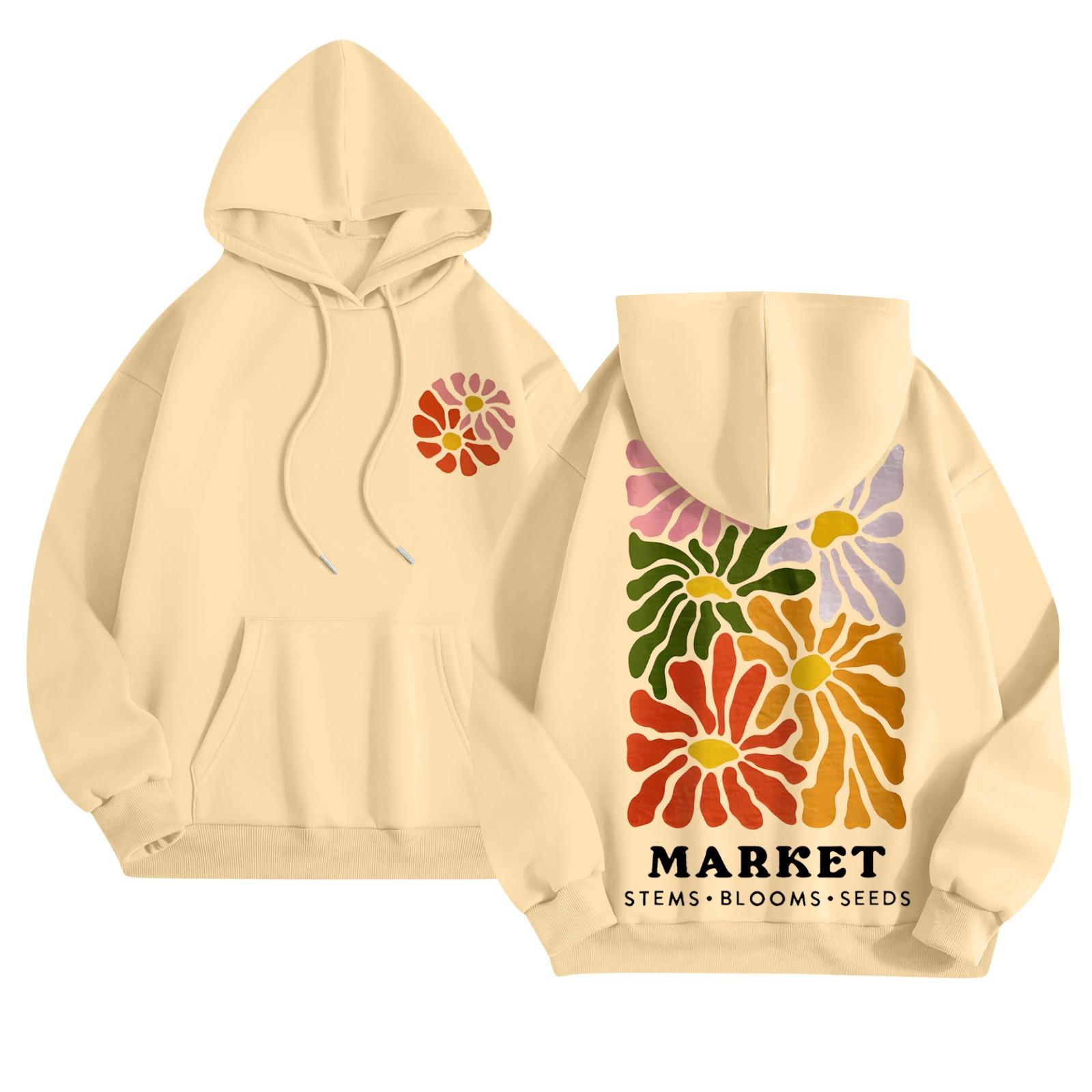 

Женская мода повседневная толстовка с капюшоном с длинным рукавом и круглым вырезом с карманами L бежевый